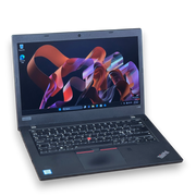 Lenovo ThinkPad L480 black laptop with 14-inch screen, Intel Core i5 processor, and Windows 11. Features a full keyboard and trackpoint.