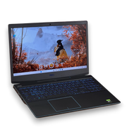 Laptopty od 500 zł black Dell G3 gaming laptop with backlit blue keyboard and 15.6" screen. Nvidia GeForce GTX 1650.