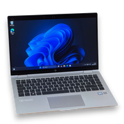 Серебристый ноутбук HP ElitedBook 1040 G5 с 14-дюймовым экраном, процессором i7, 16 ГБ ОЗУ и SSD на 256 ГБ.