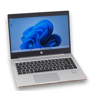 Laptopty od 500 zł silver HP EliteBook 440 G6 laptop with 14-inch screen, Intel Core i3 processor, 8GB RAM, and 256GB SSD.