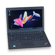 Ноутбук Lenovo ThinkPad L470 черный, 14 дюймов, с клавиатурой и тачпадом, на деревянном столе